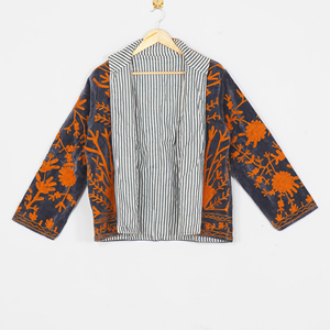 Women Velvet Embroidered <b>Jacket</b> Handmade Suzani Embroidery Floral Boho Vintage Quilted Short Coat - Product Image 5