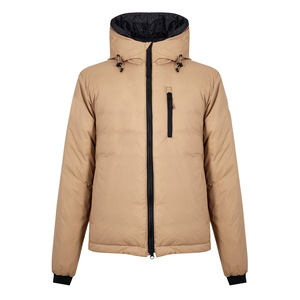 Veste matelassée à capuche noire pour homme, coupe-vent en polyester, vêtement d'extérieur décontracté d'hiver, coupe régulière, style pull, couleur unie - Product Image 4