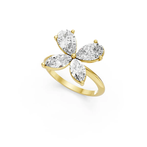 Anillo de Compromiso de Oro de 10K con Certificado IGI, Diseño de Flor Cultivada en Laboratorio, Forma de Marquesa, Pera y Pétalo, Joyería de Lujo para Mujer, Rodio - Product Image 6