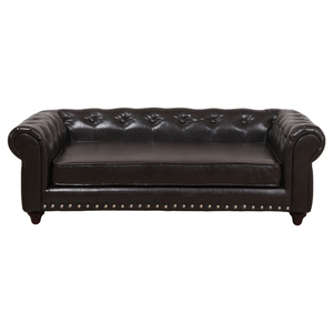 Wooden Rectangle Dog <b>Bed</b> Luxury Classic Fashion <b>Sofa</b> Orthopedic Washable Portable with PU Leather and <b>Foam</b> Large Size - Product Image 1