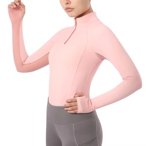 Women Blush Pink Quarter Zip Equestrian Base Layer Riding Shirt Long Sleeve Stretch Training <b>Top</b> Custom OEM ODM Sportswear - Product Image 5