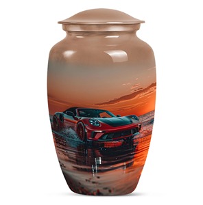 Urna Funeraria Personalizada para Cenizas de Adulto, Diseño Vintage de Coche Deportivo Verde Aurora Boreal, Urna Conmemorativa para Cenizas Humanas - Product Image 5