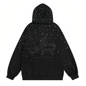 Sudadera con capucha de mezcla de algodón con pedrería, estilo casual y elegante, diseñada para looks modernos y comodidad diaria. - Product Image 2