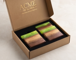 Sous-verres élégants en résine époxy marron noyer vert, forme carrée, parfaits pour les boissons, accessoire de table, meilleurs prix pour la maison - Product Image 5