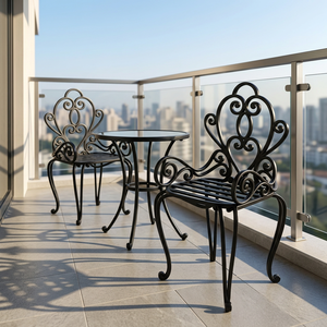 Juego de muebles de jardín de hierro forjado estilo victoriano marca KHP, resistente a la intemperie, no plegable. - Product Image 6