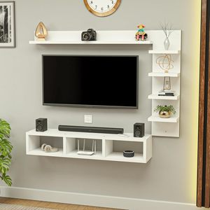 Mueble/Soporte/Estante de Pared para TV de Madera Sintética para Sala de Estar | Mueble para TV con Estantes de Almacenamiento para Libros y Decoración del Hogar - Product Image 1