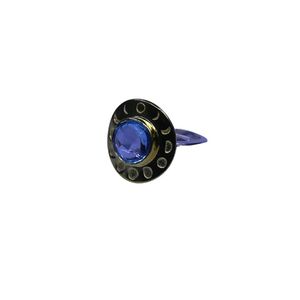 Anillo Clásico de Plata de Ley 925 Chapado en Oro con Topacio Azul para Mujer, Joyería para Bodas - Product Image 1