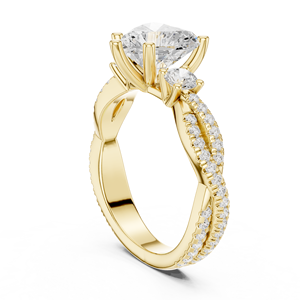 Bague de fiançailles de luxe en forme de cœur avec diamant, anneau de mariée à double sangle en or rose, or blanc, or jaune - Product Image 4