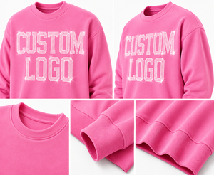 Sudadera de Cuello Redondo Rosa para Hombre, Diseño con Letras de Pedrería, Corte Regular Informal, Estilo Otoñal, 100% Algodón Tejido, 350g - Product Image 4