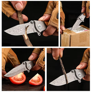 Cuchillo Plegable Táctico para Camping y Actividades al Aire Libre, Multifuncional, de Grado Industrial, con Patrón Damasco, Longitud Personalizable - Product Image 4
