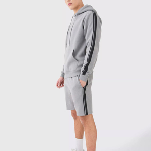 Conjunto de Sudadera con Capucha y Pantalones Cortos para Hombre, Estilo Liso, con Cierre de Cordón, Ropa Casual para Hombre - Product Image 2