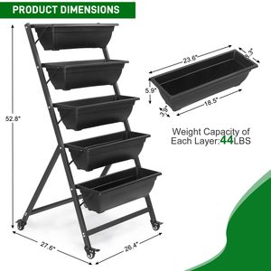 Jardinière Verticale à 5 Niveaux pour Intérieur/Extérieur, Bac surélevé pour Légumes avec Pots Inclus - Product Image 4