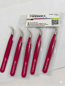 Pince à épiler professionnelle pour extensions de cils, en acier inoxydable, avec logo personnalisé, pointe incurvée lisse de 10 mm, précision beauté - Product Image 4