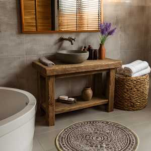 Mueble de Baño Moderno Rústico de Madera con Lavabo Individual y Estante Abierto, Mueble Elegante para Baño - Product Image 4