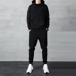 Conjunto Deportivo Unisex de Color Sólido con Capucha, de Algodón, Manga Larga, Informal, para Otoño, con Cierre de Cordón y Bolsillos Laterales - Product Image 6