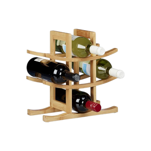 Support à vin en bois naturel pour comptoir, 3 niveaux, courbé, pour bouteilles, présentoir, rangement, organisateur, pour la maison, bar, restaurant, vente en gros - Product Image 1