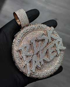 Custom Risk Taker Iced Charm Pendant 925 Silver Moissanite Rose Gold Finish Hip Hop Statement Jewelry Rapper Bling Chain - Product Image 2