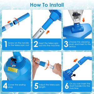 เครื่องดูดฝุ่นสระว่ายน้ำไร้สาย 21GPM พร้อมถังเก็บเศษขยะ 1.8 ลิตร แบตเตอรี่ใช้งานได้ 90 นาที ด้ามจับยืดหดได้ อุปกรณ์เสริมสำหรับสระว่ายน้ำแบบชาร์จไฟได้ - Product Image 3