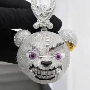 จี้หมีประดับเพชรโมอิสซาไนต์แบบ Iced Out เครื่องประดับฮิปฮอป สร้อยคอทองคำสีกุหลาบสั่งทำพิเศษสำหรับงานปาร์ตี้ - Product Image 1