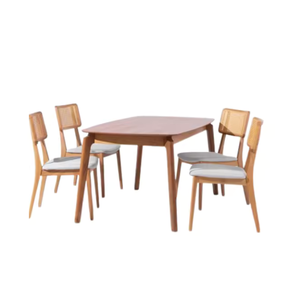Ensemble de table et de chaises de salle à manger en bois massif de luxe avec un design moderne super confortable pour une utilisation domestique polyvalente - Product Image 2