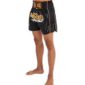 Pantalones cortos de Muay Thai para hombre, estampado de flor de loto satinado, cintura elástica, entrenamiento, gimnasio, kickboxing, ligeros, para hombre - Product Image 3