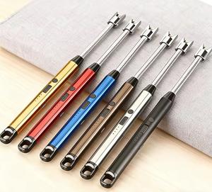 Briquet électrique à arc rechargeable USB en gros, sans flamme, portable, en métal, pour cuisine, bougies, avec fonction coupe-vent pour barbecue - Product Image 1