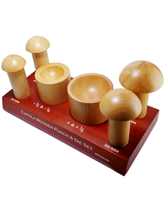 Kit de poinçons et matrices en bois pour bombage et façonnage de coupoles, taille moyenne, avec base en bois, pour la formage du métal et la fabrication de bijoux, Inde - Product Image 3