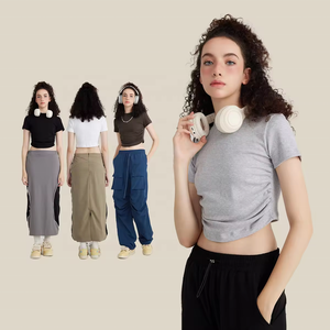 Camiseta Corta para Mujer, Estilo Baby Tee, Ajustada, de Algodón, Manga Corta, Casual, Estética Y2K, Vintage, Streetwear, Moda, Poliéster y Spandex - Product Image 5