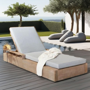 Silla de salón moderna para exteriores de madera de teca duradera de estilo lujoso con cojín para decoración de muebles de hotel - Product Image 1