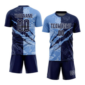 Hot Selling Unisex Soccer Wear Customizable Heat-transfer Printed 100% Polyester Kits Clothing Logo Wholesale Price Cheap - Product Image 1