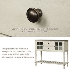 Farmhouse Wood/Glass <b>Console</b> <b>Table</b> with Bottom Shelf Buffet <b>Storage</b> Cabinet for Living Room Sideboard in Modern Style - Product Image 6