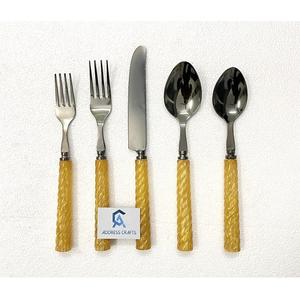 Ensemble de couverts de restaurant modernes en acier inoxydable noir plaqué avec manche, couteau, cuillère, fourchette, vaisselle, couverts de table - Product Image 1