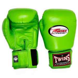 Twins Muay Thai Parrot Green Boxing <b>Gloves</b> Custom Real Cowhide Leather Pro Fight Sparring Training <b>Gloves</b> Adjustable Hook Loop - Product Image 4