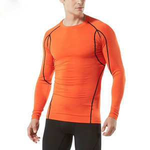 Camiseta de Compresión de Manga Larga Naranja para Hombre, Secado Rápido, Poliéster y Elastano, Ropa Interior para Entrenamiento en el Gimnasio - Product Image 4