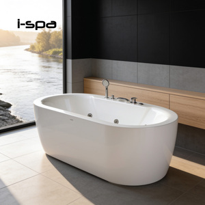 Baignoire ovale autoportante en acrylique DESIRE 1,7 m, baignoire moderne avec jets de massage et douchette pour salle de bain, hôtel, villa - Product Image 2