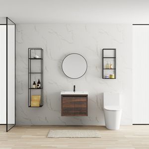 Mobile Bagno da 24 Pollici con Ante a Chiusura Ammortizzata e Lavabo Integrato, Design a Sospensione, Imballaggio KD W128650530 - Product Image 5