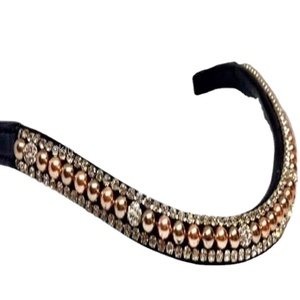 Bandas personalizadas de alta calidad para cejas de caballo, color marrón y negro, con cristales transparentes, perlas blancas y doradas, novedad - Product Image 1