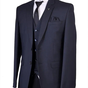 2023 OEM Men's Slim Fit 2 Piece Suit, One Button Solid Jacket Pants Set with <b>Tie</b> Men's Suits <b>Navy</b> Blue Stripes - Product Image 1