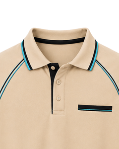 Camiseta Polo Personalizada para Hombre en Beige, Negro y Cian, Ropa Deportiva Informal, Transpirable, Mezcla de Algodón, Polo de Golf, Top de Verano - Product Image 5