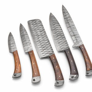Premium Handmade Damascus Steel Chef <b>Knife</b> <b>Set</b> Hammered Finish Kitchen <b>Knives</b> with Wooden Handles OEM ODM Factory - Product Image 1