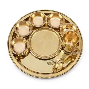 Juego de Vajilla de Latón Hecho a Mano, Vajilla Tradicional India, Plato, Tazón, Cuchara, Taza, Vajilla al por Mayor para el Hogar y Hoteles - Product Image 1