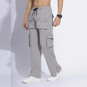 Wholesale Wide Sweatpants <b>Trousers</b> Hip Hop Pants Flare Sweat Pants <b>Men</b> French Terry Cotton Pants Straight Leg <b>Baggy</b> Sweatpants - Product Image 3