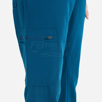 Pantalon de travail médical pour femmes, bleu, tricoté, avec cordon de serrage à la taille, poches cargo, uniforme médical, couleur personnalisable