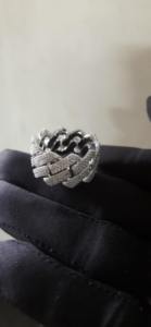 Luxury Geometric <b>Cocktail</b> <b>Ring</b> 925 Silver Rhodium Plated Pave Setting Diamond Unisex Everyday Wear - Product Image 1