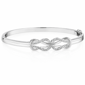 Bracelet jonc élégant en argent pour femme, design nœud infini, bijoux en moissanite, cadeau tendance, vente en gros, personnalisable - Product Image 4