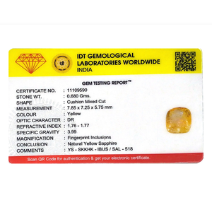 พลอยแซฟไฟร์สีเหลืองทรงรีเหลี่ยมเพชรพลอย 3.4 กะรัต สำหรับเครื่องประดับชั้นดี - Product Image 4