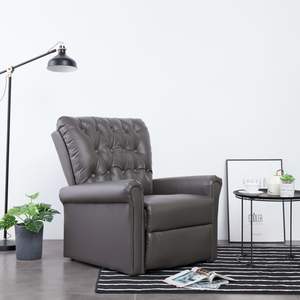 Fauteuil inclinable en similicuir gris moyen, confortable et pratique - Product Image 1