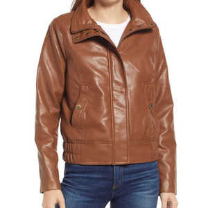 Veste en cuir élégante pour femme, vêtement d'extérieur tendance avec une coupe ajustée confortable et une finition en matériau premium durable - Product Image 4