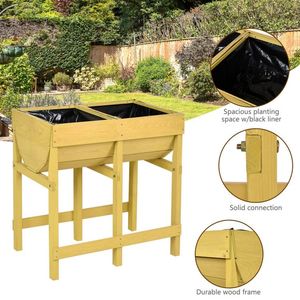 Raised Wooden <b>Vegetable</b> Flower Bed with Liner Elegant <b>Planter</b> for Indoor/Outdoor Use - Product Image 6