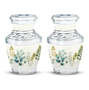 Urne funéraire polyvalente en aluminium de fabricant fiable, urne commémorative pour cendres, vase souvenir, urne souvenir motif floral oiseau bleu argenté - Product Image 6